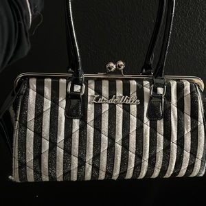 Black and White Striped Lux De Ville Purse